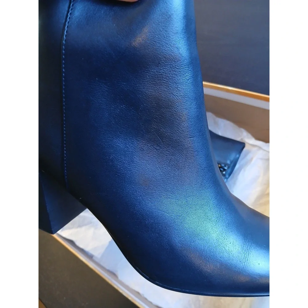 Bella Vita Wilma Black Leather Square Toe Block Heel Ankle Boots 8.5W 50-4002